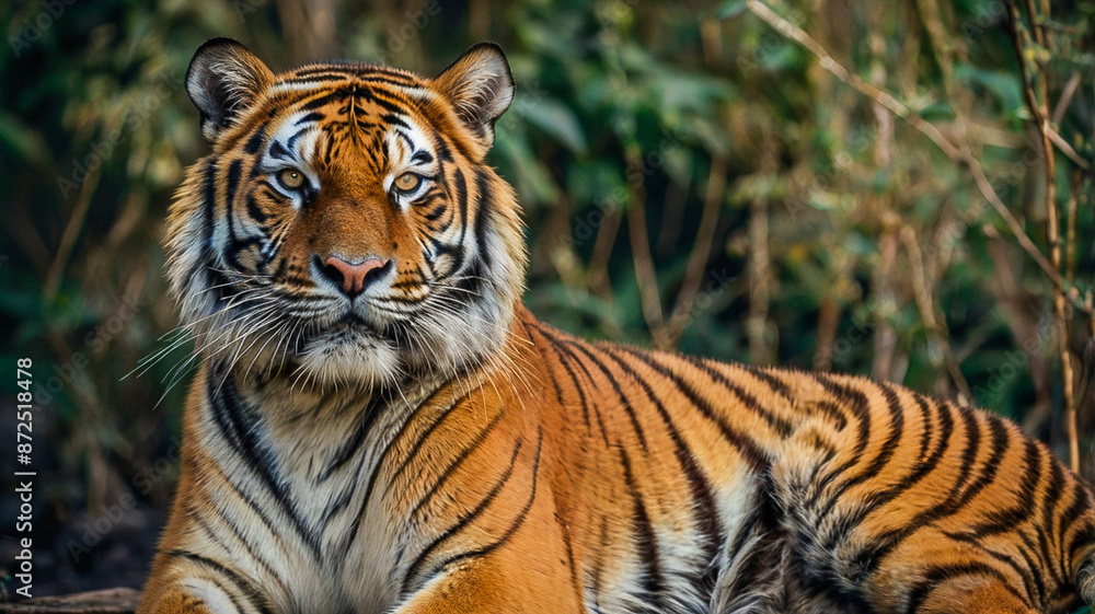 Fototapeta premium Tiger animal feline predator nature mammal big bengal carnivore fur dangerous 