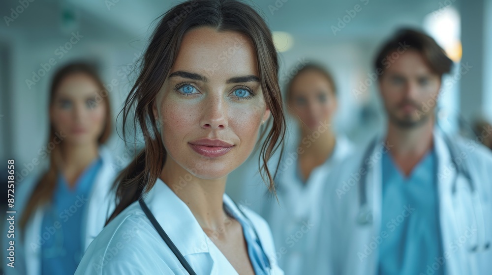 Fototapeta premium Medical Team in Hospital Corridor Generative AI