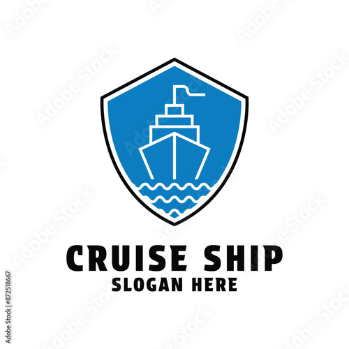 cruise ahip logo design concept idea with shield