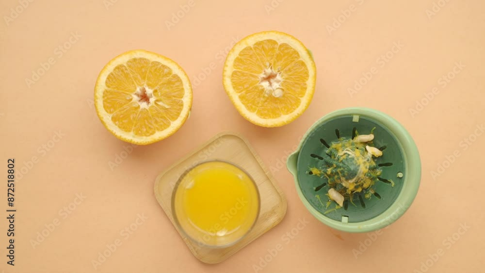 squeezing oranges into orange juice, squeezing oranges into orange juice,