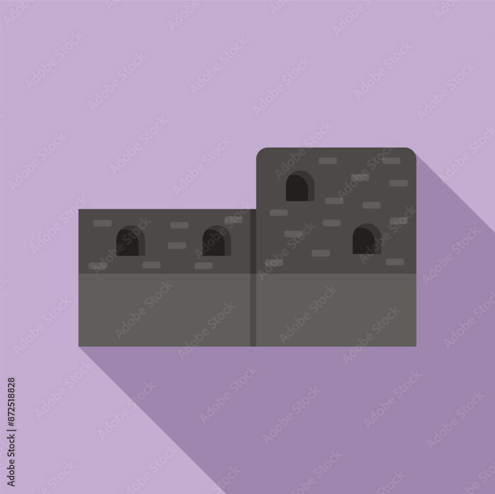 Medieval stone fortress wall with small windows is protecting a city Medieval stone fortress wall with small windows is protecting a city