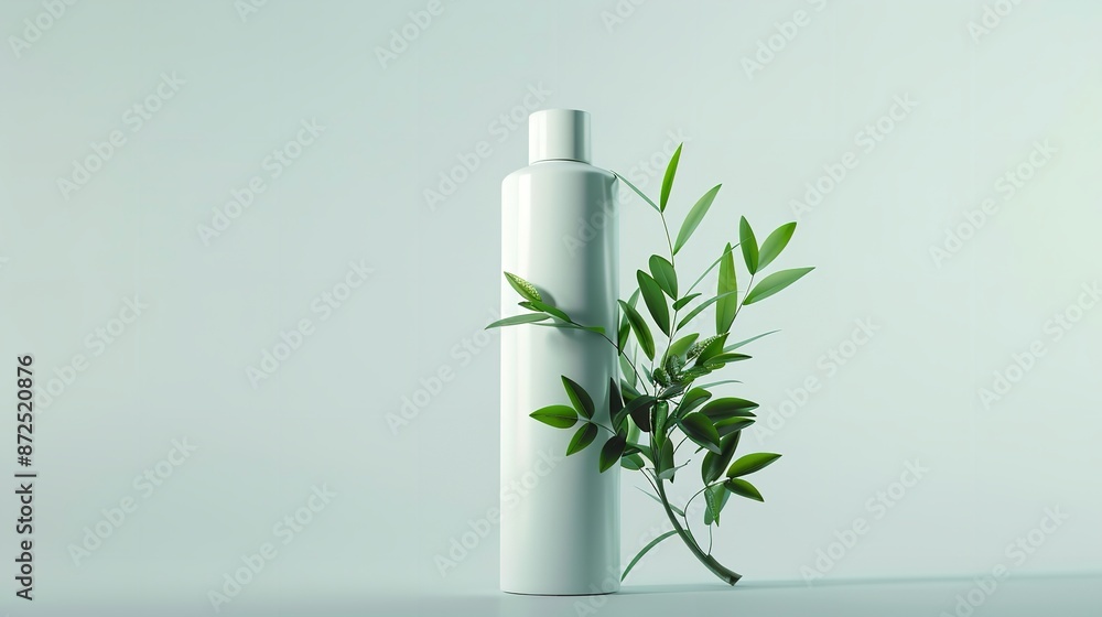 Cosmetic Bottle Container with Green Leaves Isolated on White
Cosmetic Bottle Container with Green Leaves Isolated on White
