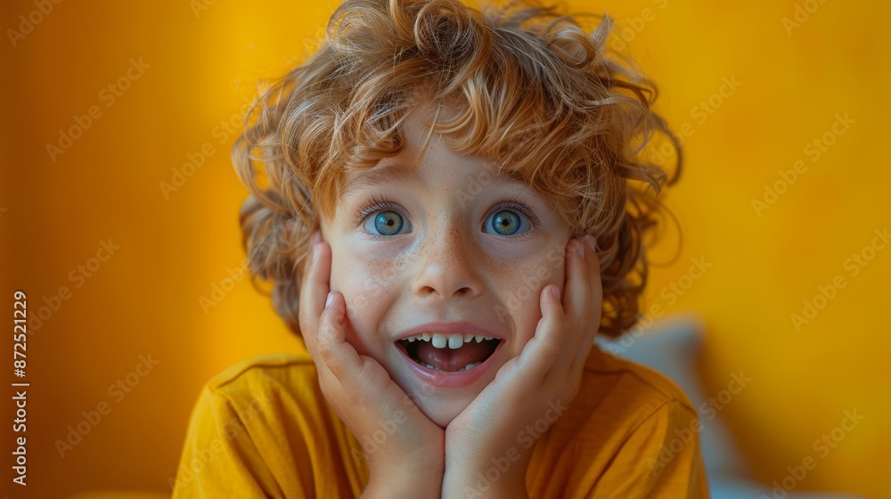 Joyful Child with Curly Hair and Bright Eyes - Generative AI Joyful Child with Curly Hair and Bright Eyes - Generative AI