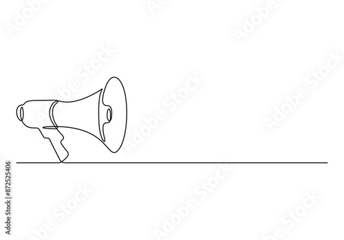 Continuous one line drawing of horn speaker signs and symbol for announcement and employee hiring vector illustration. Pro vector