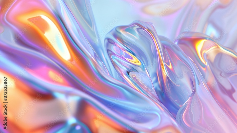 Fototapeta premium Holographic Style Abstract Waves Background