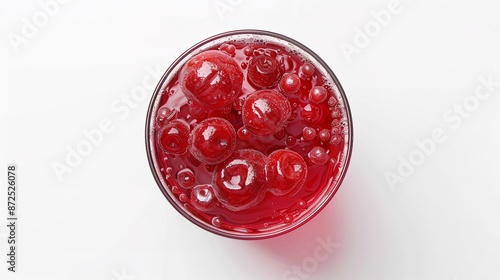 Glass of Red Cherry Soda Drink Isolated on White Background