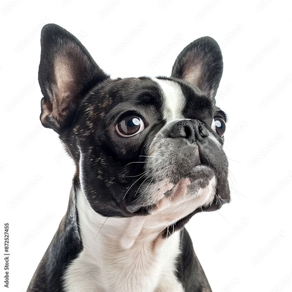 Majestic Boston Terrier Isolated on White Background Majestic Boston Terrier Isolated on White Background