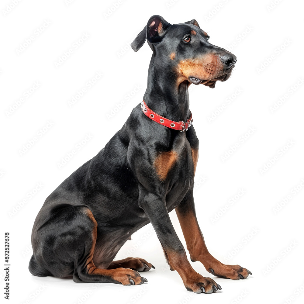 Majestic Doberman Pinscher isolated on white background Majestic Doberman Pinscher isolated on white background
