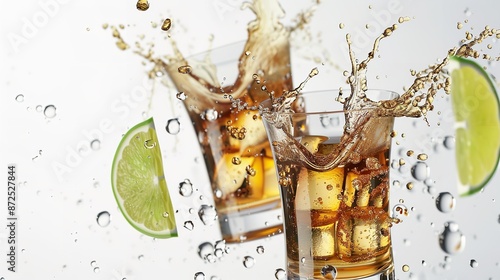 Glasses Shot of Tequila Making a Toast with Splash, Isolated"