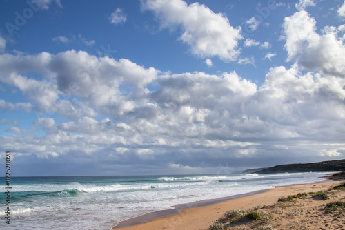 Beautiful seascape, blue sky and clouds, coast