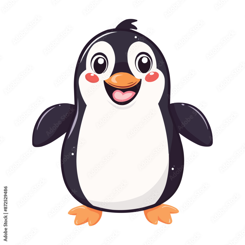 Naklejka premium Cute Happy cartoon Penguin vector isolated on white background