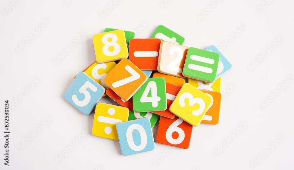 Number wood block cubes for learning Mathematic, education math concept. Number wood block cubes for learning Mathematic, education math concept.