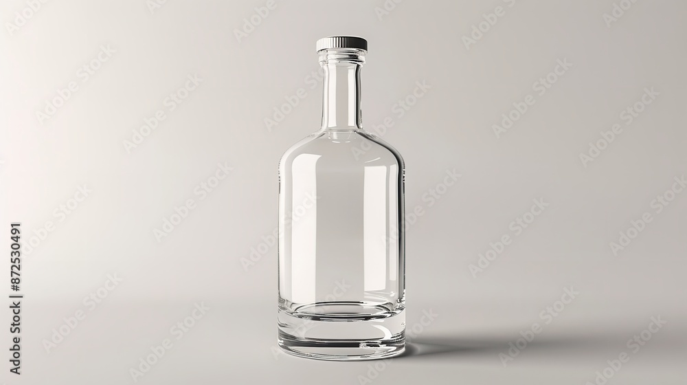 Luxury Glass Vodka Bottle Without Graphics on White Background Luxury Glass Vodka Bottle Without Graphics on White Background