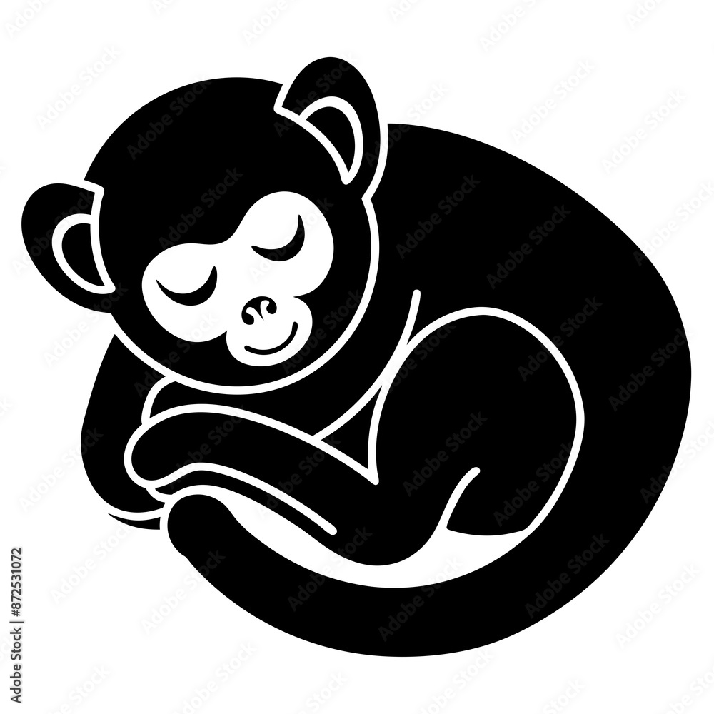 Monkey sleeps icon silhouette vector illustration Monkey sleeps icon silhouette vector illustration