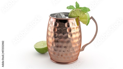 Moscow Mule Summer Cocktail Isolated on White