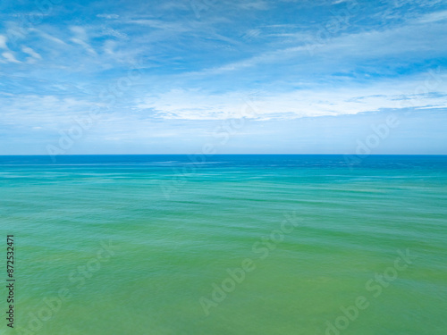 Aerial view of amazing sea surface water texture background,Beautiful sky clouds background