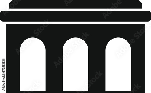 Simple icon of a bridge with arches, symbolizing infrastructure, transportation, or travel