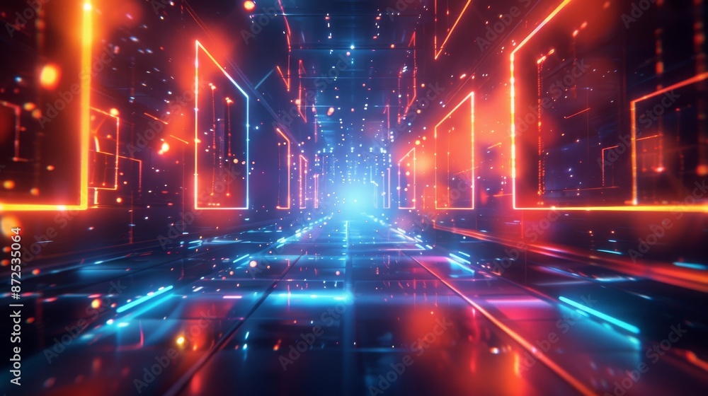 This is a picture of a futuristic tunnel. The tunnel is lit by bright neon lights. This is a picture of a futuristic tunnel. The tunnel is lit by bright neon lights.