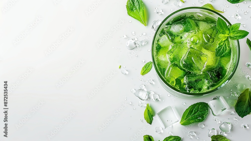Refreshing Mint Drink with Ice Cubes Refreshing Mint Drink with Ice Cubes