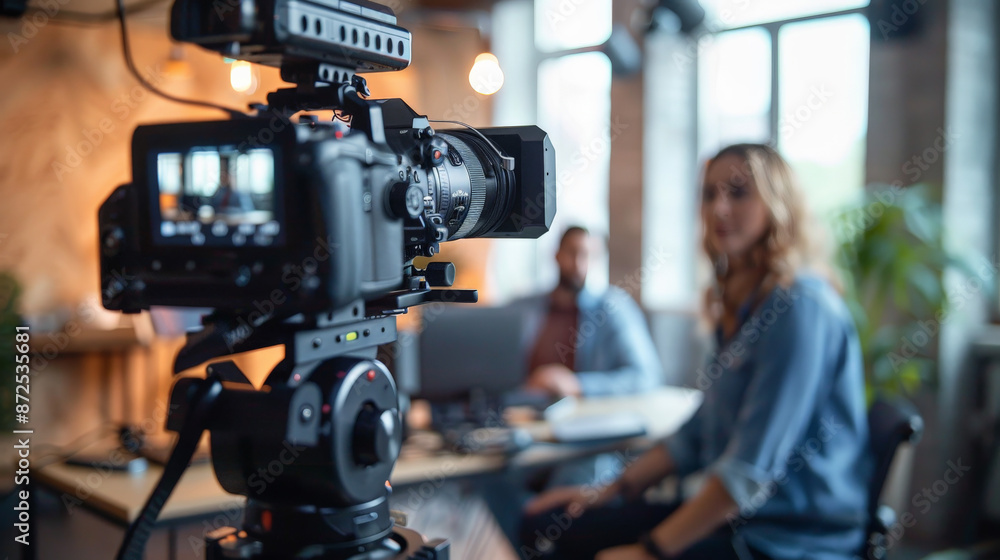 Professional team filming corporate video Professional team filming corporate video