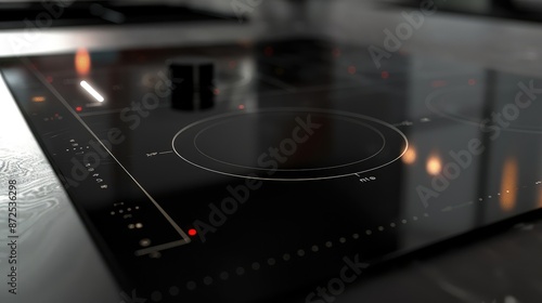 a black glass-top ceramic cooktop that is flat. no buttons or controls