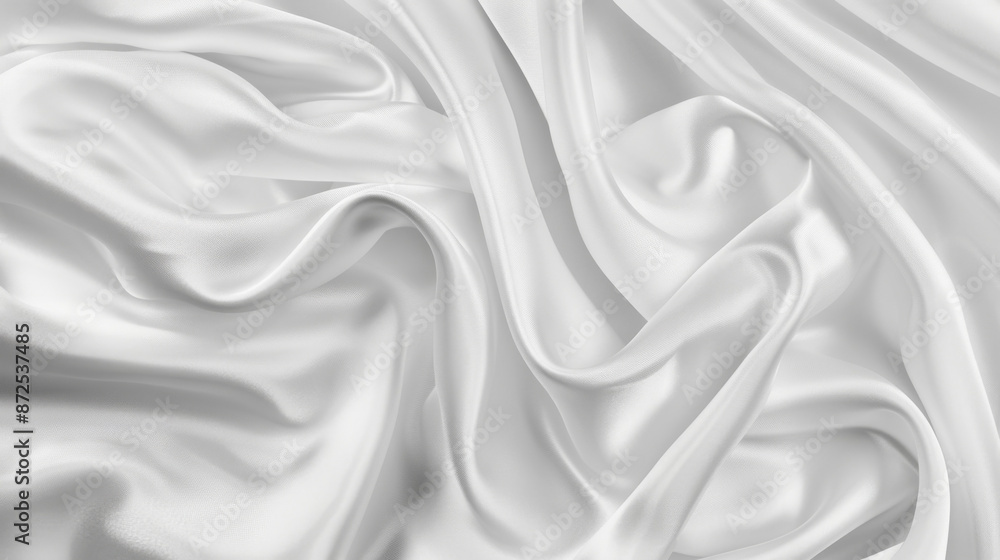 Fototapeta premium Smooth and silky white fabric texture with gentle folds, giving a luxurious and elegant appearance