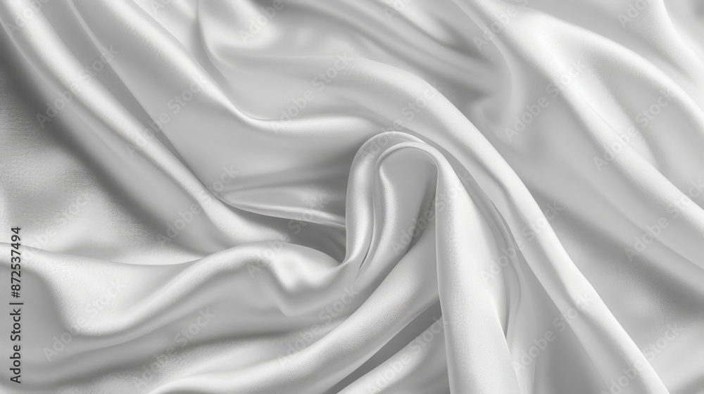 Obraz premium Smooth and silky white fabric texture with gentle folds, giving a luxurious and elegant appearance