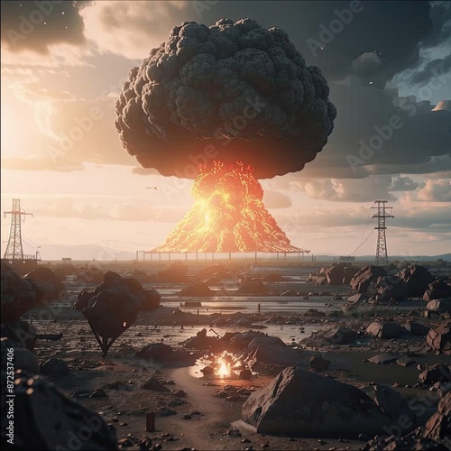 A photograph of a nuclear explosion against