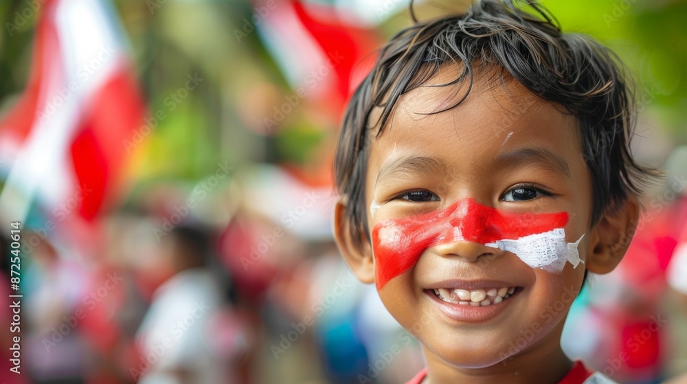 Smiling Boy with Face Paint at a Celebration Smiling Boy with Face Paint at a Celebration