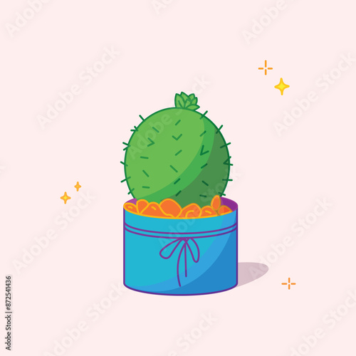 eps file of a cute mini cactus illustration. Suitable for stickers, patterns, decorations, embroidery, wall photo, and graphic elements on your colorful posters or cover book