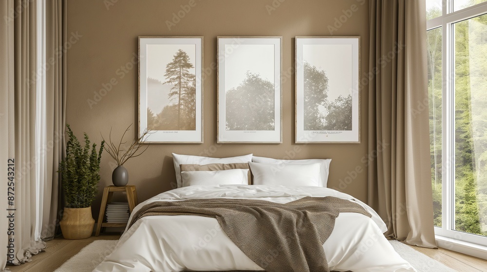 Fototapeta premium Bedroom interior with bed