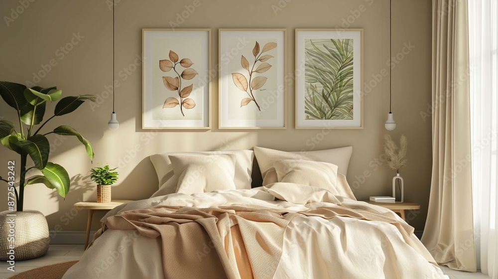 Bedroom interior with bed Bedroom interior with bed