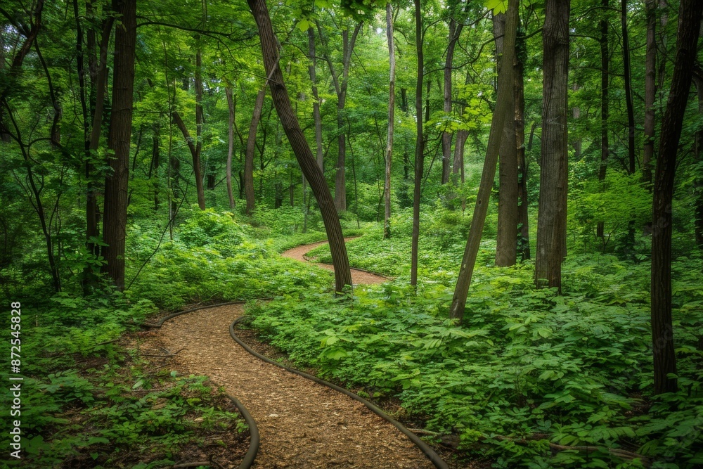 Winding Path Through a Lush Green Forest Winding Path Through a Lush Green Forest