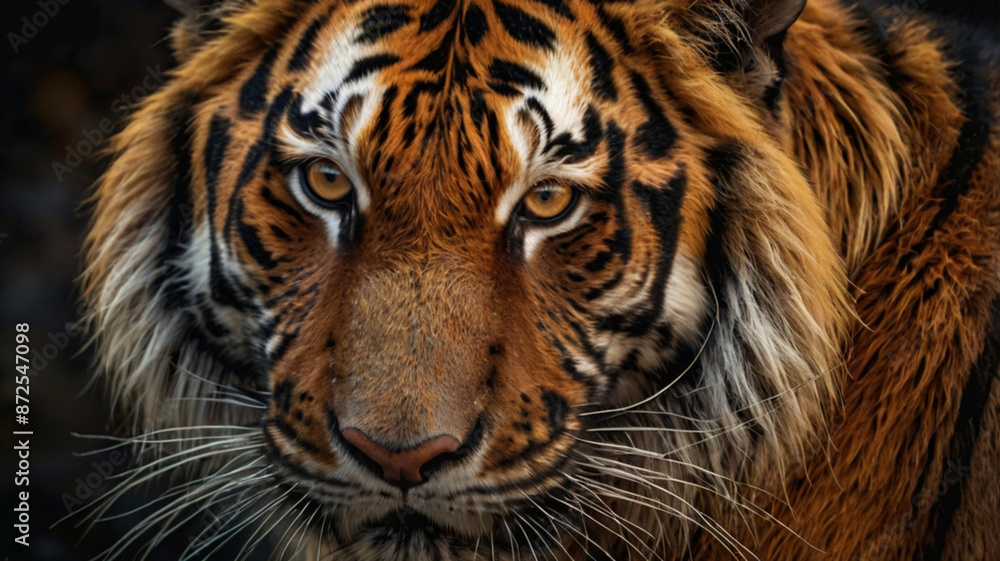 Naklejka premium Luxurious tiger fur texture intricate stripes vibrant