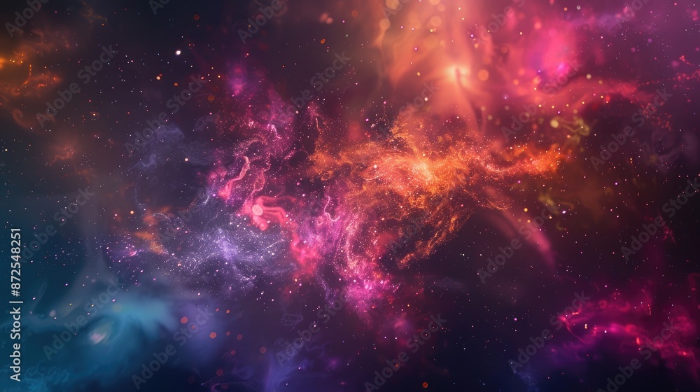 Naklejka premium Cosmic Nebula with Sparkling Dust