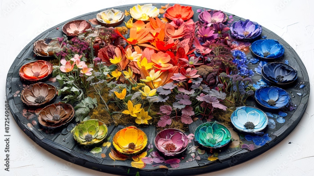 Paint Palette with Colors Representing Different Ecosystems Paint Palette with Colors Representing Different Ecosystems