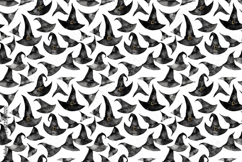 seamless pattern hat of witch halloween luxury elegant white background wallpaper
