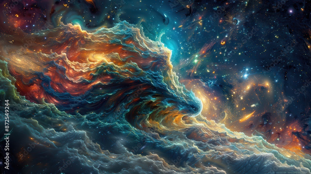 Stunning Cosmic Nebula with Vibrant Colors and Stars in Deep Space, Captivating Abstract Interstellar Artwork Stunning Cosmic Nebula with Vibrant Colors and Stars in Deep Space, Captivating Abstract Interstellar Artwork