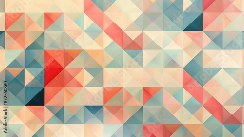 Abstract Geometric Pattern in Shades of Red, Blue, and Beige