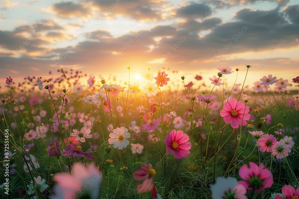 beautiful cosmos flower field beautiful cosmos flower field