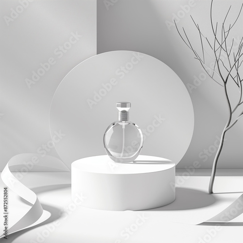 podium mockup in backdrop for perfume
