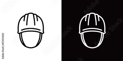 シンプルなヘルメットのラインアイコン