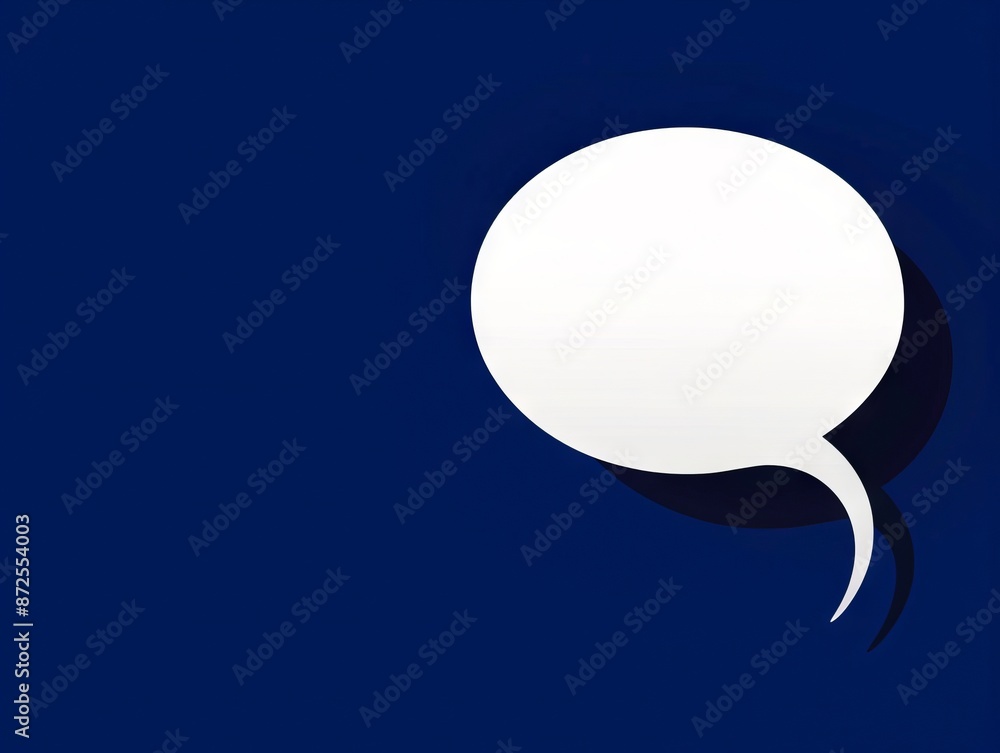 A speech bubble on a blue background. A speech bubble on a blue background.
