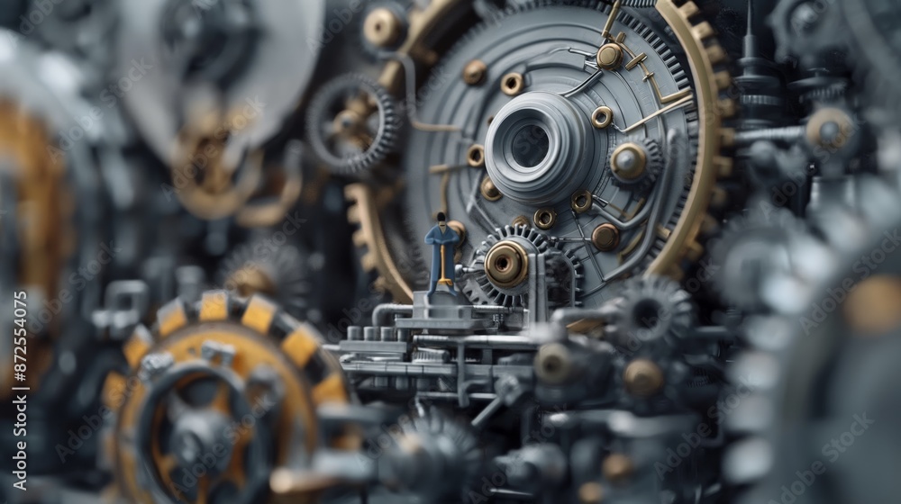 Close-up of intricate mechanical gears and cogs, showcasing detailed engineering and industrial design. Close-up of intricate mechanical gears and cogs, showcasing detailed engineering and industrial design.
