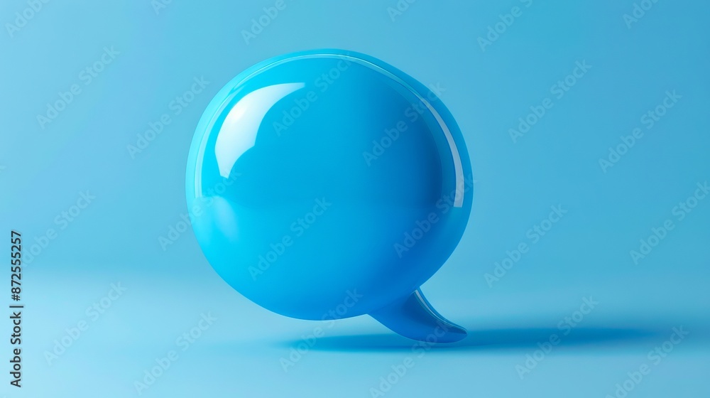 A blue speech bubble on a light blue background. A blue speech bubble on a light blue background.