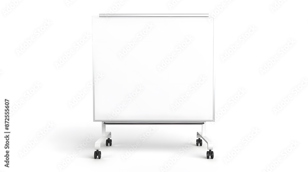 Blank whiteboard on wheeled stand vector mockup. Revolving flipchart magnetic white board with wheels realistic mock-up. Blank whiteboard on wheeled stand vector mockup. Revolving flipchart magnetic white board with wheels realistic mock-up.