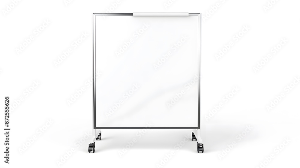 Blank whiteboard on wheeled stand vector mockup. Revolving flipchart magnetic white board with wheels realistic mock-up. Blank whiteboard on wheeled stand vector mockup. Revolving flipchart magnetic white board with wheels realistic mock-up.