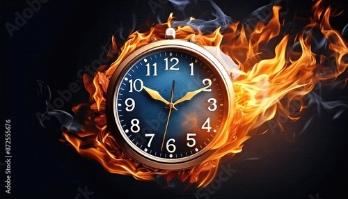 Time limit, burning alarm clock, limited time fire burning images, waste of time concept art images,