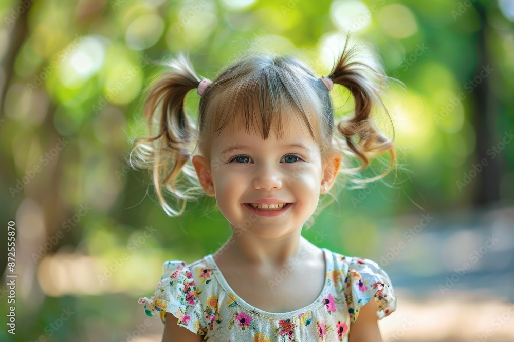 Portrait of a Cheerful Little Girl in a Summer Dress Portrait of a Cheerful Little Girl in a Summer Dress