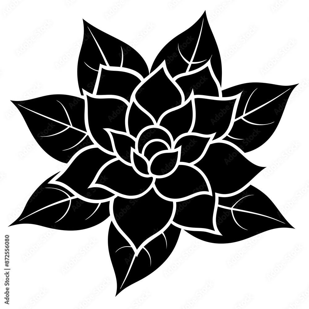 Obraz premium flower tattoo design silhouette vector illustration